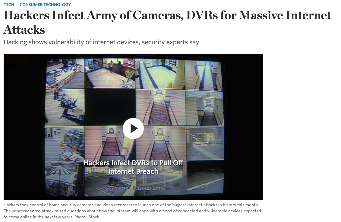 security camera hacks and botnets, WSJ