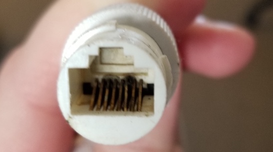 corroded connection: cat5 pins rusty