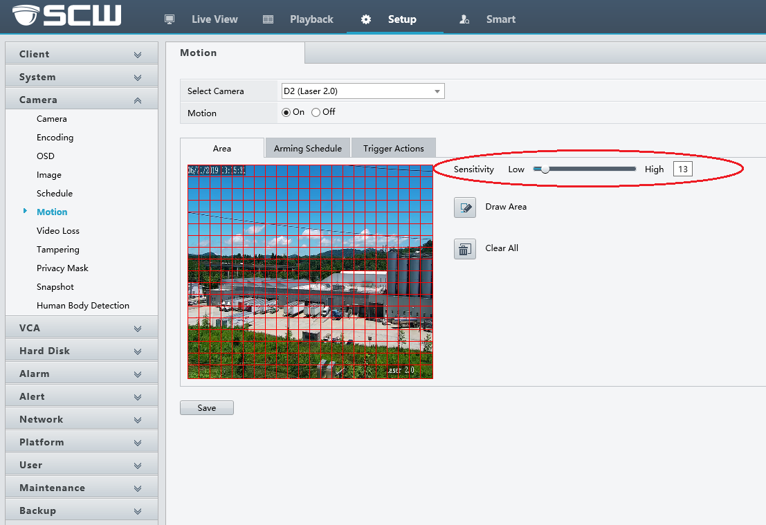 motion sensitivity settings