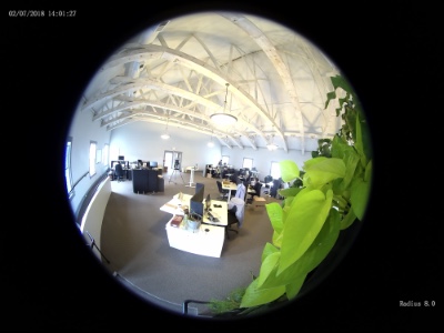 fisheye view from the radius 360 degree panoramic camera mounted on a wall mount