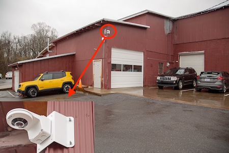 the radius 360 degree panoramic camera mounted on a corner wall mount